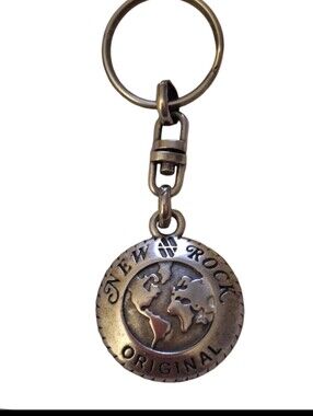 New Rock Original Silver-Tone Globe Keychain Bag Charms EUC